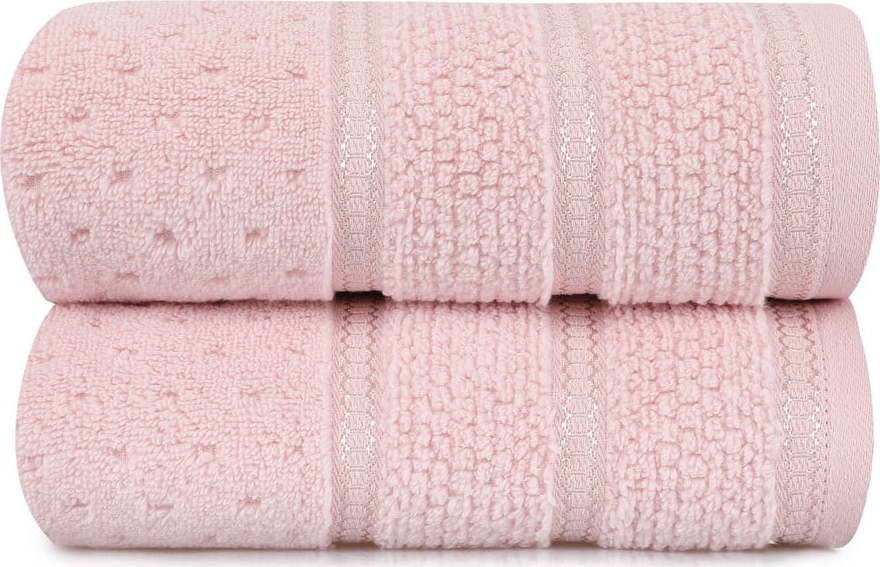 Sada 2 růžových bavlněných ručníků Hobby Arella