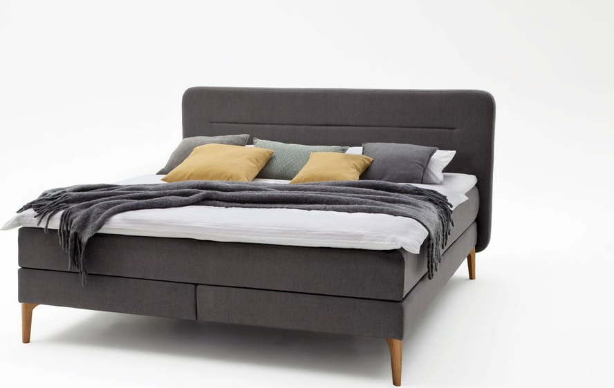 Tmavě šedá čalouněná dvoulůžková postel s matrací Meise Möbel Massello