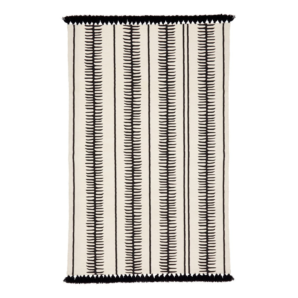 Béžovo-černý ručně tkaný bavlněný koberec Westwing Collection Rita