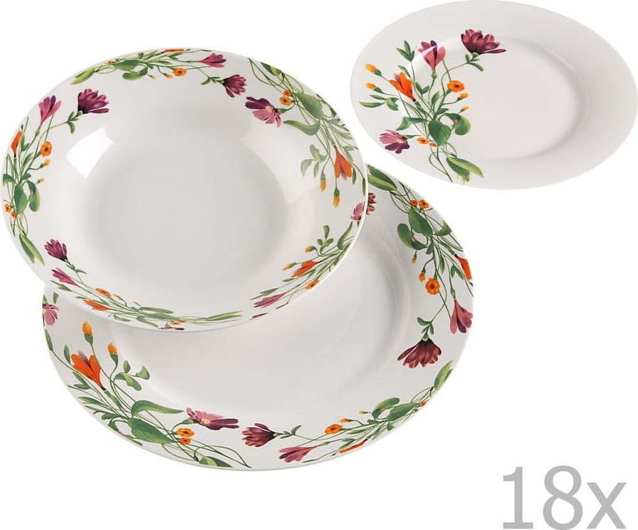 18dílná sada procelánových talířů s dekorativním motivem Versa Florian VERSA