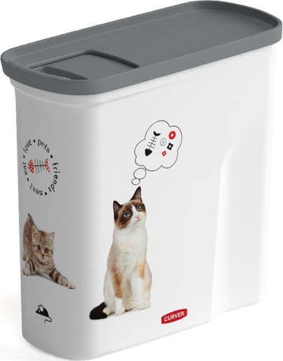 Bílý kontejner na krmivo pro kočky Curver