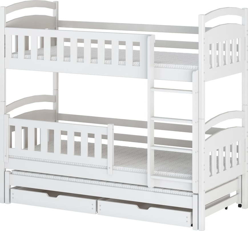 Bílá patrová dětská postel s úložným prostorem 80x160 cm Blanka - Lano Meble Lano Meble