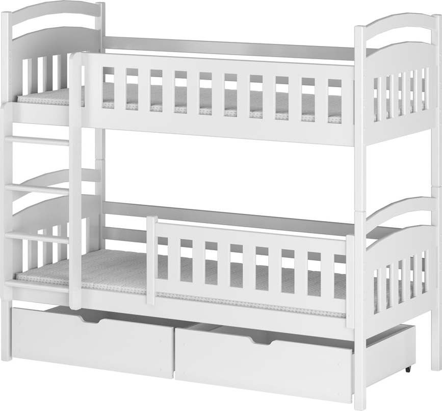 Bílá patrová dětská postel s úložným prostorem 90x190 cm Ignas - Lano Meble Lano Meble