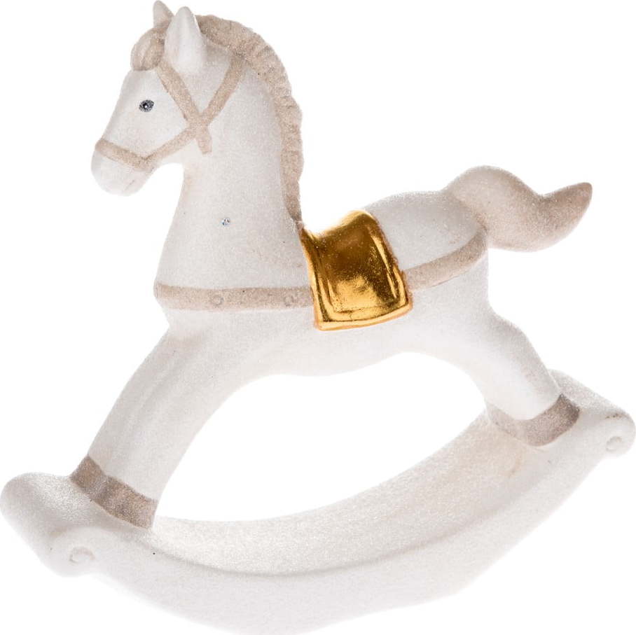 Bílý keramický houpací koník Dakls