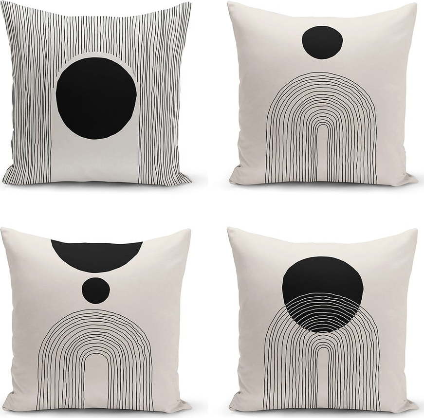 Černo-béžové povlaky na polštáře v sadě 4 ks 43x43 cm - Minimalist Cushion Covers Minimalist Cushion Covers