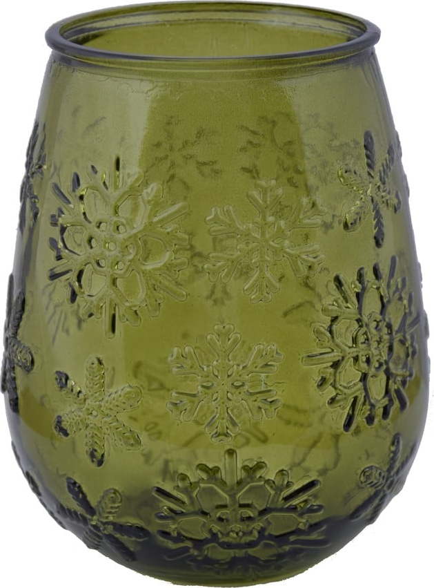 Zelená skleněná váza s vánočním motivem Ego Dekor Copos de Nieve
