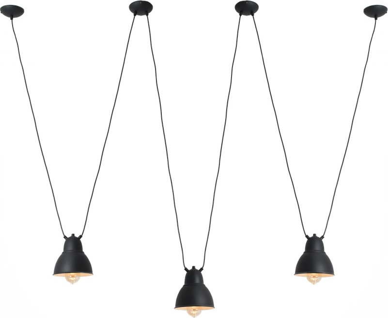 Černé trojité závěsné svítidlo s detailem ve zlaté barvě Custom Form Coben Hangman Custom Form