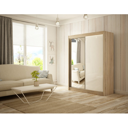 Kvalitní Šatní Skříň Velis 200 cm Dub Sonoma Bílá Furniture