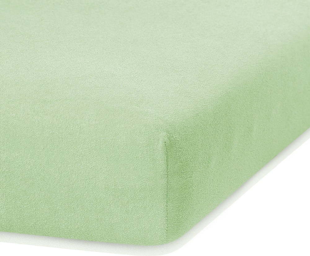 Světle zelené elastické prostěradlo s vysokým podílem bavlny AmeliaHome Ruby