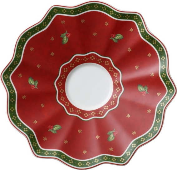 Červený porcelánový podšálek s vánočním motivem Villeroy & Boch