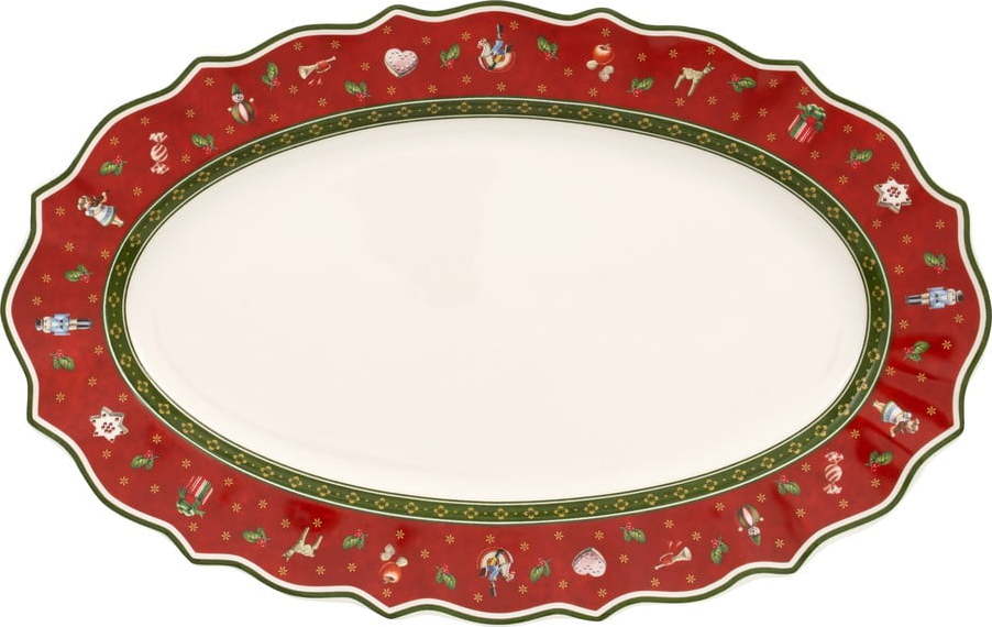 Červený porcelánový servírovací talíř s vánočním motivem Villeroy & Boch