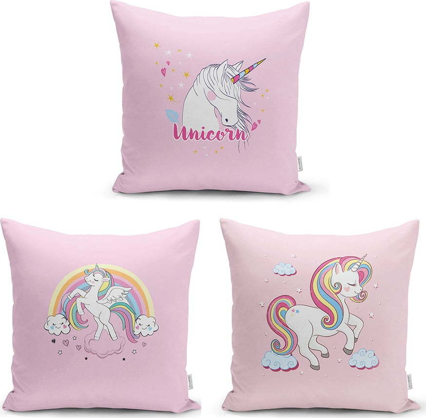 Dětské povlaky na polštáře v sadě 3 ks Unicorn Pony - Minimalist Cushion Covers Minimalist Cushion Covers