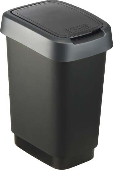 Odpadkový koš z recyklovaného plastu ve stříbrno-černé barvě 10 l Twist - Rotho ROTHO