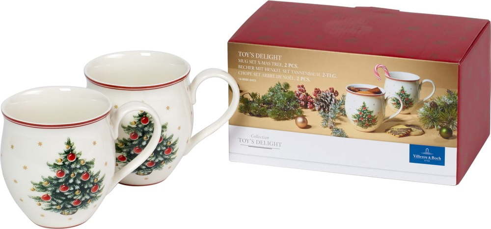 Sada 2 bílých porcelánových hrnků s vánočním motivem Villeroy & Boch X-mas tree Villeroy & boch