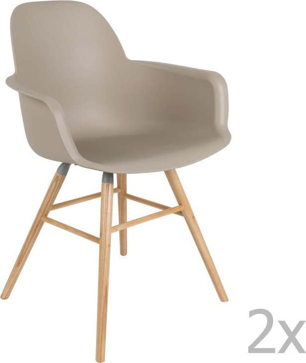 Sada 2 šedo-hnědých židlí s opěrkami Zuiver Albert Kuip Zuiver