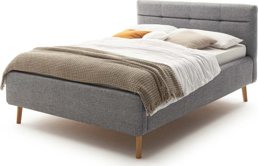 Šedá čalouněná dvoulůžková postel s úložným prostorem s roštem 180x200 cm Lotte - Meise Möbel Meise Möbel