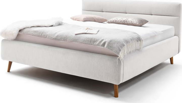 Světle šedá čalouněná dvoulůžková postel s úložným prostorem s roštem 140x200 cm Lotte - Meise Möbel Meise Möbel
