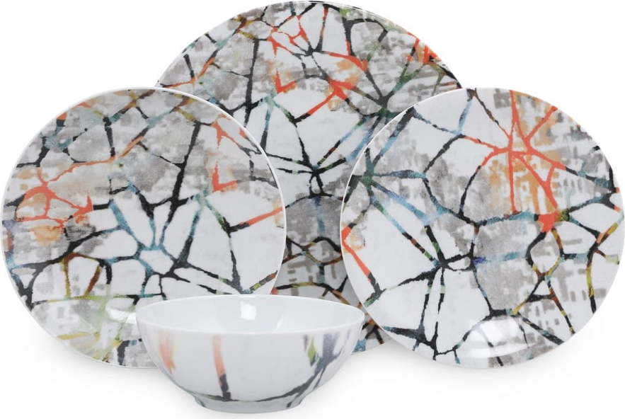 24dílná sada porcelánového nádobí Kütahya Porselen Abstract Kütahya Porselen
