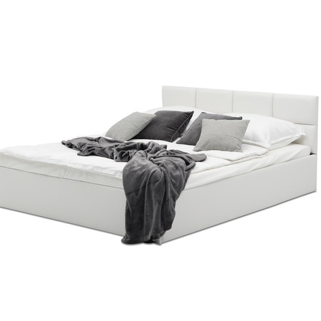 Čalouněná postel MONOS II s pěnovou matrací rozměr 160x200 cm - Eko-kůže Bílá eko-kůže Signal-nabytek
