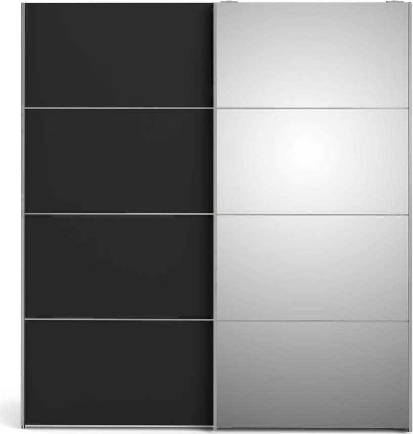 Černá šatní skříň se zrcadlem a posuvnými dveřmi 182x202 cm Verona - Tvilum Tvilum
