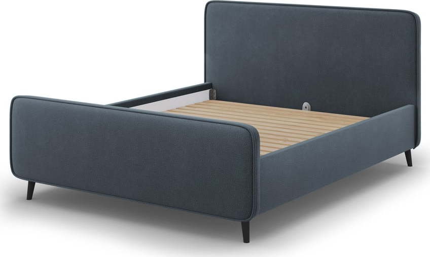 Modrošedá čalouněná dvoulůžková postel s roštem 180x200 cm Kaia - Micadoni Home Micadoni Home