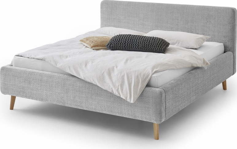 Šedá čalouněná dvoulůžková postel s úložným prostorem s roštem 140x200 cm Mattis - Meise Möbel Meise Möbel