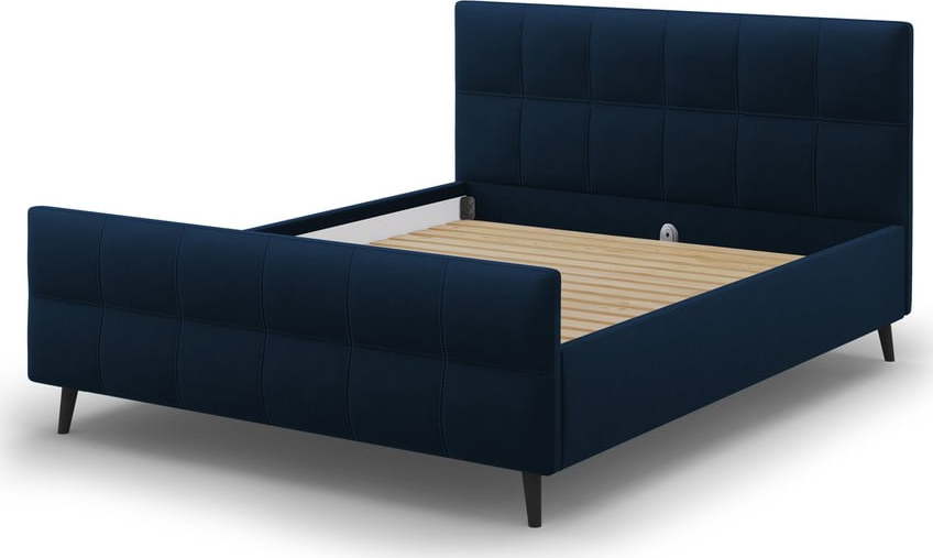 Tmavě modrá čalouněná dvoulůžková postel s roštem 140x200 cm Gigi - Micadoni Home Micadoni Home