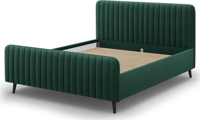 Zelená čalouněná dvoulůžková postel s roštem 140x200 cm Lily - Micadoni Home Micadoni Home