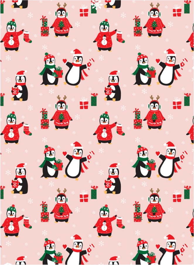 5 archů růžového balícího papíru eleanor stuart Penguin Christmas