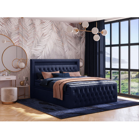 Čalouněná postel CESAR včetně úložného prostoru 120x200 cm Modrá KOLA