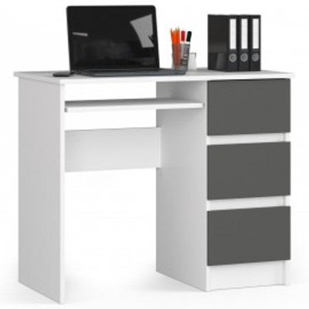 Počítačový stůl A-6 pravá - bílá/grafit Akord