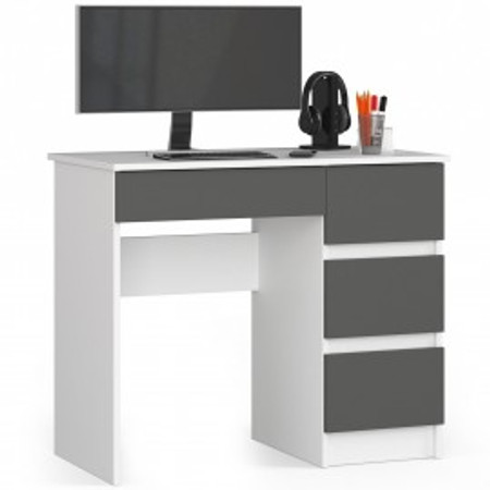 Počítačový stůl A-7 pravá - bílá/grafit Akord