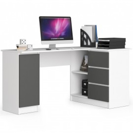 Počítačový stůl B20 pravá - bílá/grafit Akord