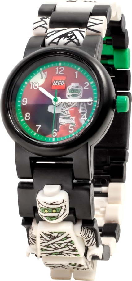 Černé náramkové hodinky se skládacím řemínkem a minifigurkou LEGO® Iconic Mumie LEGO