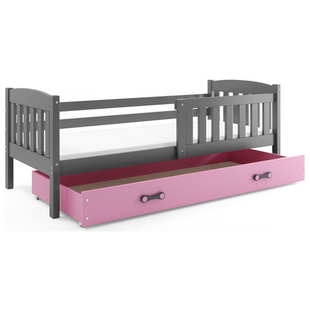 Dětská postel KUBUS s úložným prostorem 90x200 cm - grafit Ružové BMS
