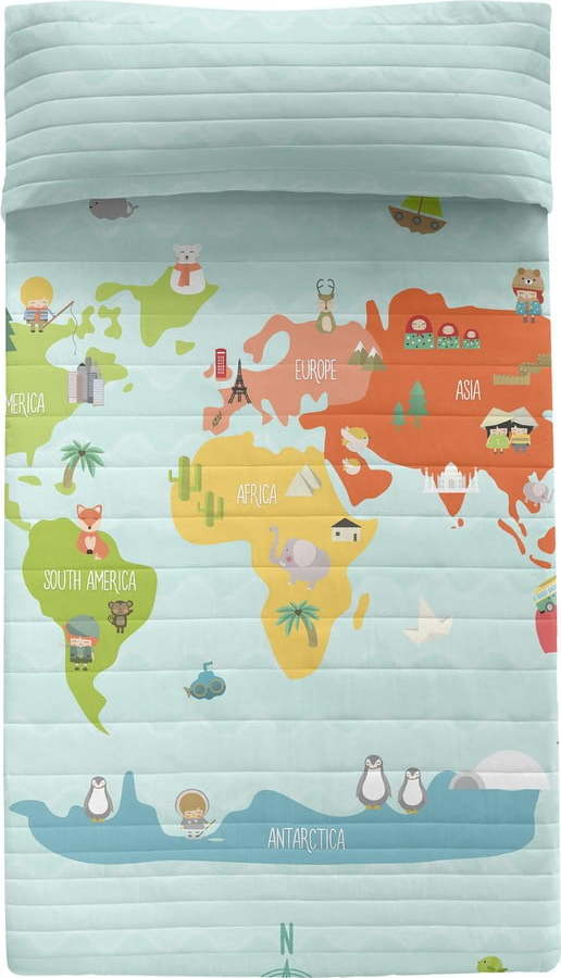 Bavlněný dětský přehoz 260x180 cm World map – Mr. Fox Mr. Fox