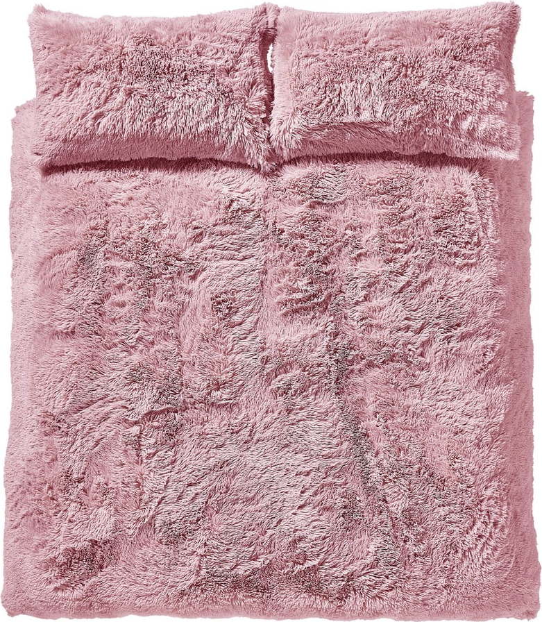 Růžové prodloužené povlečení na dvoulůžko 230x220 cm Cuddly Deep Pile - Catherine Lansfield Catherine Lansfield