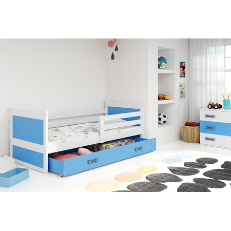 Dětská postel RICO 200x90 cm Modrá Bílá BMS