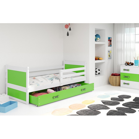 Dětská postel RICO 200x90 cm Zelená Bílá BMS