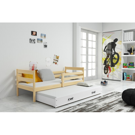 Dětská postel s výsuvnou postelí ERYK 190x80 cm Bílá Borovice BMS