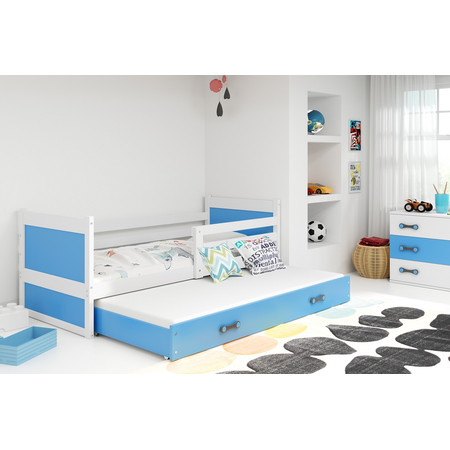 Dětská postel s výsuvnou postelí RICO 200x90 cm Modrá Bílá BMS
