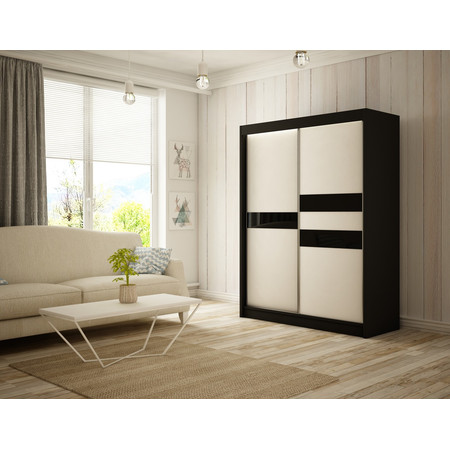 Kvalitní Šatní Skříň Arrow 120 cm Černý Mat/Bílý Mat Černá Furniture