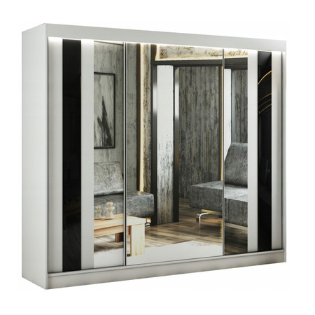 Kvalitní Šatní Skříň Como 250 cm Černá Dub Sonoma Furniture