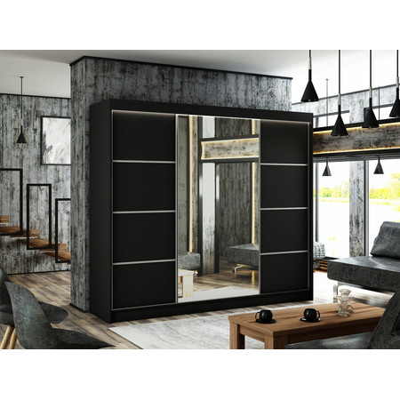 Kvalitní Šatní Skříň Pako 250 cm Černý mat Furniture