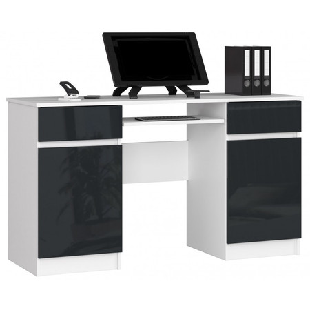 Počítačový stůl A5 bílá/grafit lesk Akord