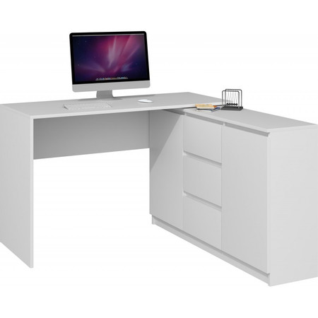 Počítačový stůl s komodou 2D3S bílý mat TOP Nábytek