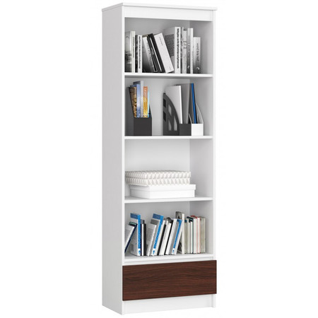 Regál R 60 cm CLP 1 zásuvka 4 poličky bílá/wenge Akord