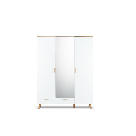 Šatní skříň FRISK se zrcadlem - bílá/ dub SG-nábytek