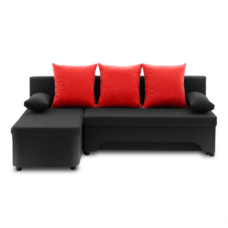Rohová rozkládací sedací souprava TAMA Černá+červená SG-nábytek