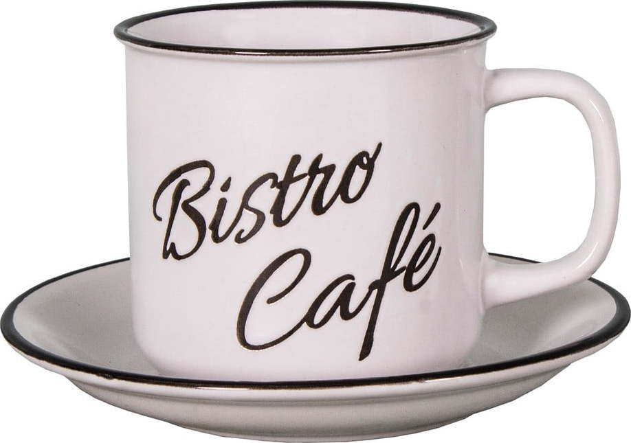 Bílý kameninový šálek s podšálkem Antic Line Bistro - Café Antic Line